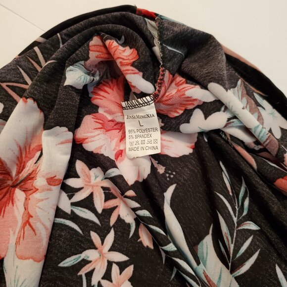 Women's Casual Sleeveless Smoked Floral Print maxi Dress Size L. - Picture 9 of 11